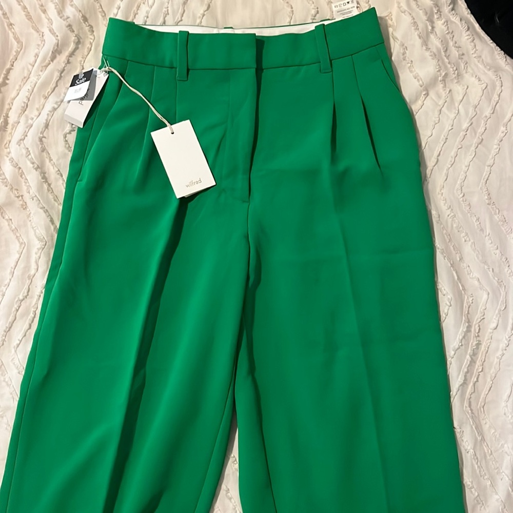 ARITZIA WILFRED Wide Leg Pants (WILFRED) NWT GREEN SIZE 4 NEVER WORN